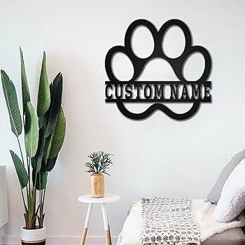 Amazon.com: Custom Dog Paw Print Metal Sign,LED Paw Wall Art